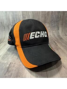 Echo USA Chainsaw Baseball Hat Black & Orange Cap Embroidered Hook & Loop NWOT